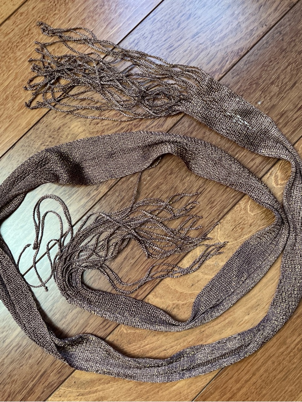 Abercrombie & Fitch Metallic Bronze Fringe Wrap Scarf